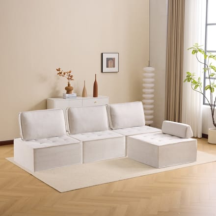 MODFU Modulaire Bank - Compact En Vrij Indeelbaar - Modern - Voor Kleine Ruimtes - Multiplex - Beige
