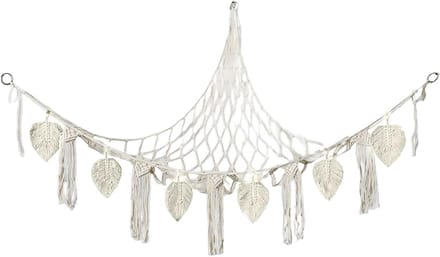 Hangmat voor knuffels - Speelgoed net - Opruimen kinderkamer - Decoratief macramé design - 140x110 cm - Wit