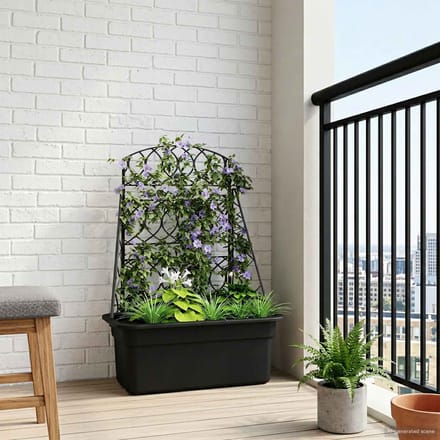 vidaXL - Planter - Trellis - Antraciet - 58 - x - 29 - x - 78 - cm - PP