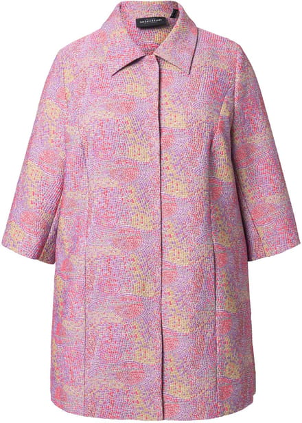 Ulla Popken - Dames - Jas mozaïekdesign overhemdkraag 3/4-mouw - Lavendel - Maat 46