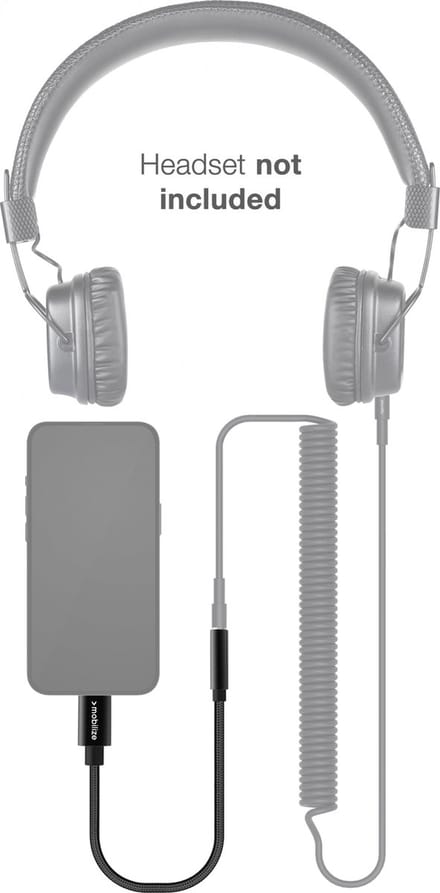 Mobilize Apple Lightning naar AUX 3.5mm Kabel MFI 0.15 Meter - Zwart
