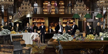 Glasschilderij Mafia in de bar - 160x80cm