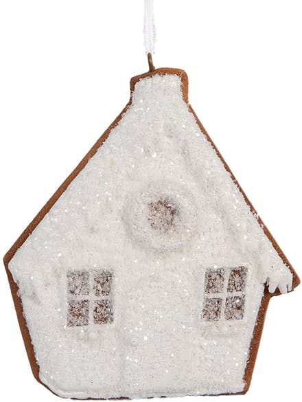 Clayre & Eef Kersthanger Gingerbread house 9x1x10 cm Wit Kunststof