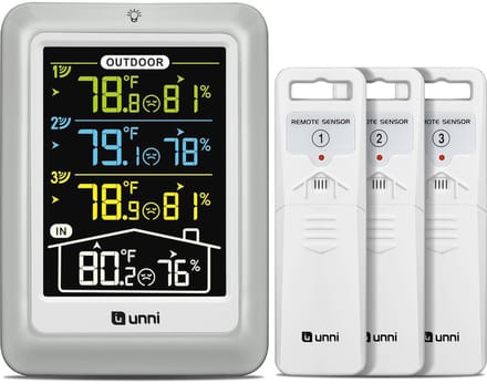 Draadloos Weerstation met 3 Buitensensoren en 4,5 Inch Display