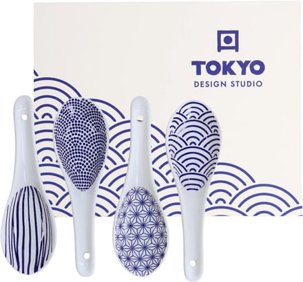 Tokyo Design Studio - Nippon Blue Soep Lepels - Set 4stuks - 13.8x4.8cm