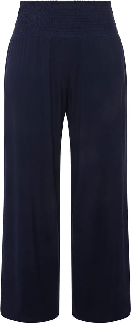 Ulla Popken - Dames - Marlene-broek wijde pijpen brede elastische tailleband - Nachtblauw - Maat 42+