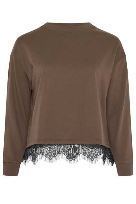 Limited Collection Chocoladebruin Sweatshirt Met Kanten Zoom Size 48