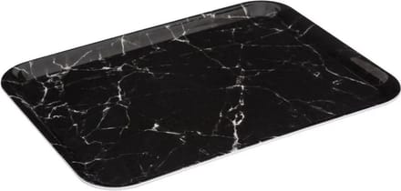 5Five Dienblad/serveer tray Marble - Melamine - zwart - 33 x 43 cm - serveren - dienbladen