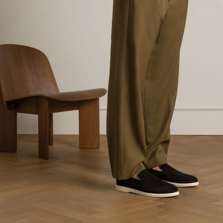 Manfield - Heren - Zwarte suède loafers - Maat 45