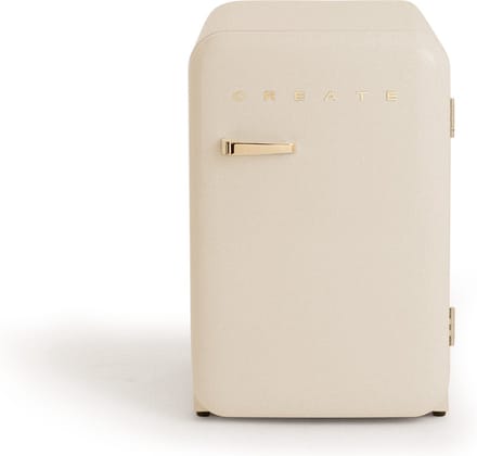 CREATE - Koelkast in retrostijl - Gebroken wit - Handvat Goud - FRIDGE RETRO 107L