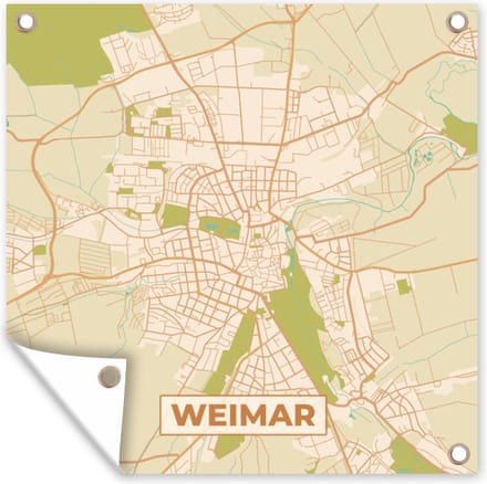 Tuindoek Weimar - Plattegrond - Kaart - Vintage - Stadskaart - 100x100 cm