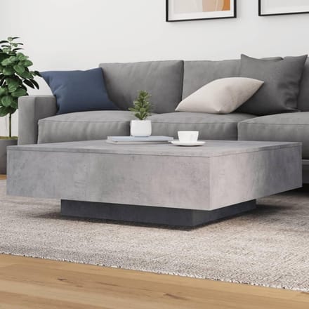 Moderne Salontafel 100x100x31 cm Gegraveerd Hout Betongrijs