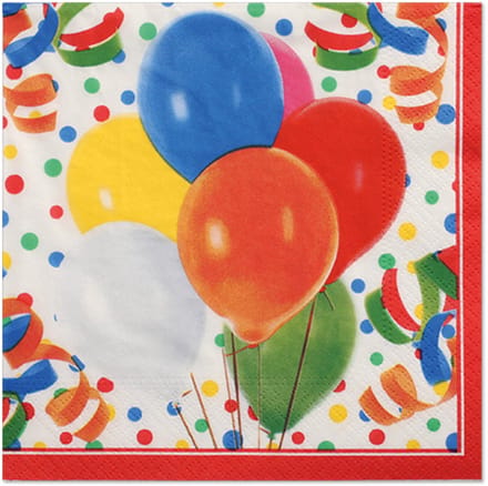 100 Servetten 3-laags 1/4 vouw 33 cm x 33 cm Lucky Balloons