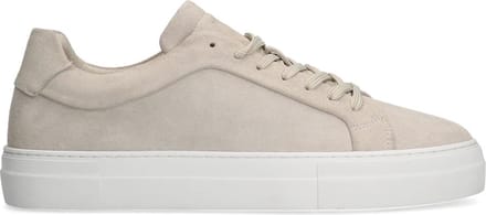 Manfield - Heren - Beige suède sneakers - Maat 45