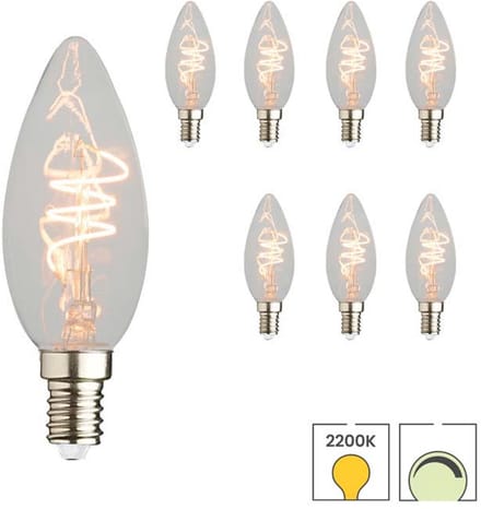 Lybardo - E14 LED Lamp - 8-pack - Kaarslamp - 4.4W Dimbaar - 2200K Extra Warmwit Licht