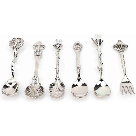 6-delige set Innovatieve Vintage Retro Zinklegering Lepels Vork Set Bestek Keukenaccessoire Silver (Crown Fork Handle)