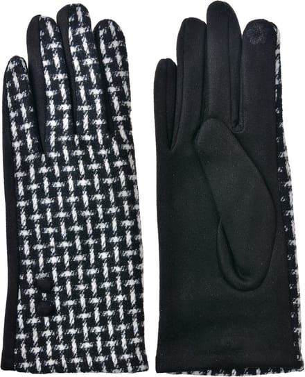 Clayre & Eef Handschoenen Winter 9x23 cm Zwart Wit Polyester