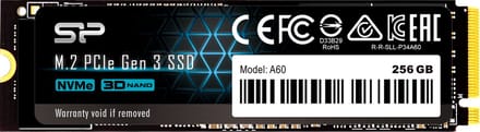 Silicon Power - P34A60 - Interne SSD - PCIe Gen3x4 - NVMe M.2 2280 - 256GB