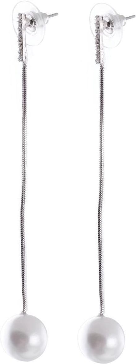 Behave - Oorbellen dames - lang model met parel - elegante avondstijl