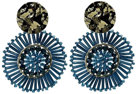 Oorbellen facetglas - blauw - 6x4,5 cm
