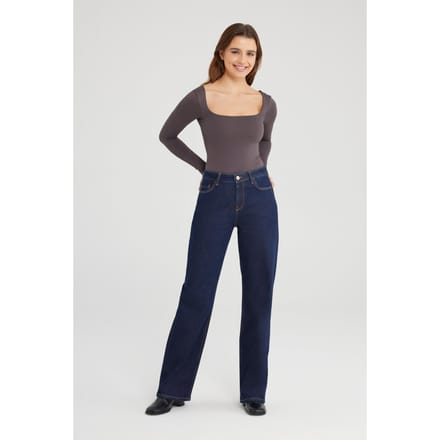 Nova jeans met middelhoge taille, normale lengte, 5 zakken, onbewerkt