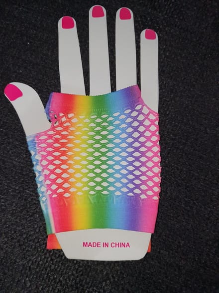 10X Paar korte nethandschoenen - Regenboog