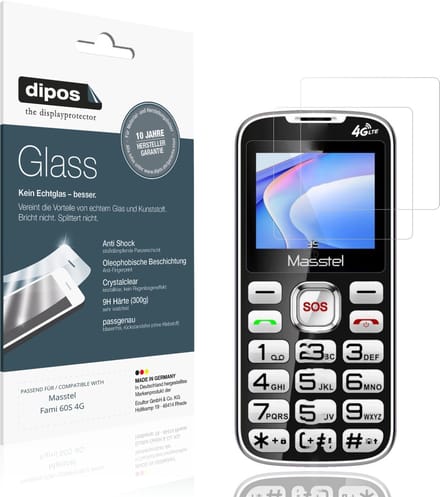 dipos – 2x Pantserfolie geschikt voor Masstel Fami 60S 4G | 9H Screenprotector