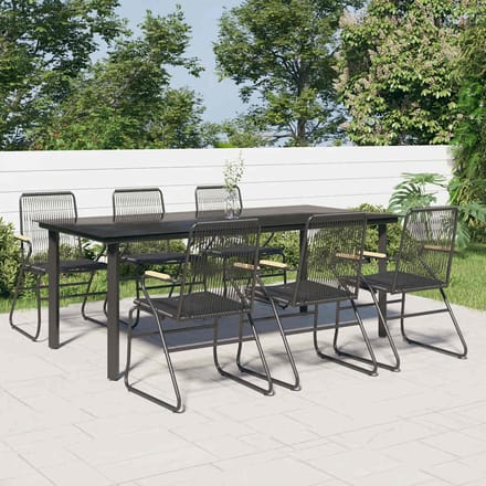vidaXL - 7-delige - Tuinset - PVC-rattan - zwart
