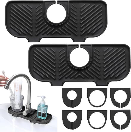 Siliconen Waterkraan Afdruipmat - Set van 2 - Zwart - Keuken en Badkamer
