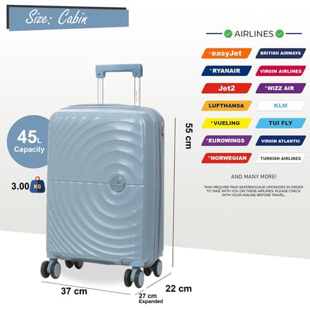 Harde koffer 55 x 37 x 22 cm PP koffer Bagage Geschikt voor Easyjet, Ryanair