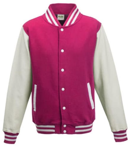 Just Hoods - Varsity Jacket - Hot Pink/White maat M