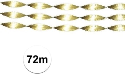 Feest/verjaardag versiering crepe slingers - 3x - goud - 24 meter - papier - Feestartikelen