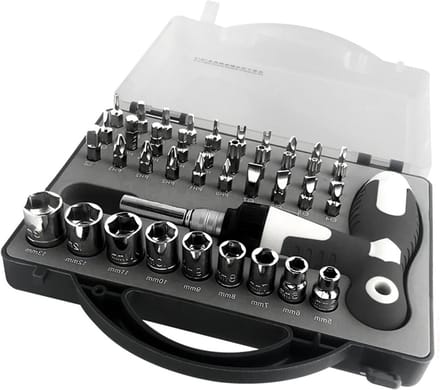 Schroevendraaier Set - 41 Delig - Huis & Werk - Rateltelescoop Handvat - 18.3cm Lengte - Grijs