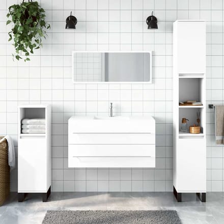 vidaXL - Badkamerkast - met - spiegel - bewerkt - hout - wit