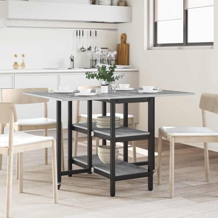 vidaXL - Eettafel - 122 - x - 80 - x - 76,5 - cm - Bewerkt - hout - Grijs - Sonoma