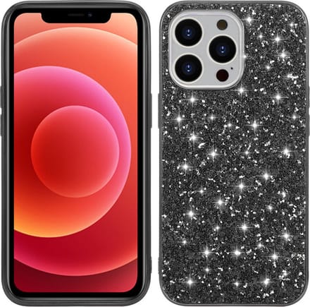 iPhone 13 Hoesje - Glitter Case Cover - Zwart - Provium