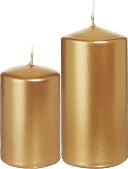 Trend Candles - Cilinder Stompkaarsen set 2x stuks goud 8 en 12 cm