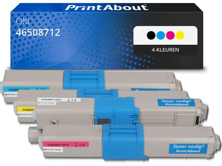 PrintAbout huismerk Toner 46508712 4-kleuren Multipack Geschikt voor OKI