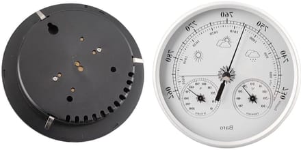 Weerinstrument 3-in-1 - Weermeter Huis - Weer Monitoren - Aluminium Constructie - 130 Mm Diameter - Zilver Wit