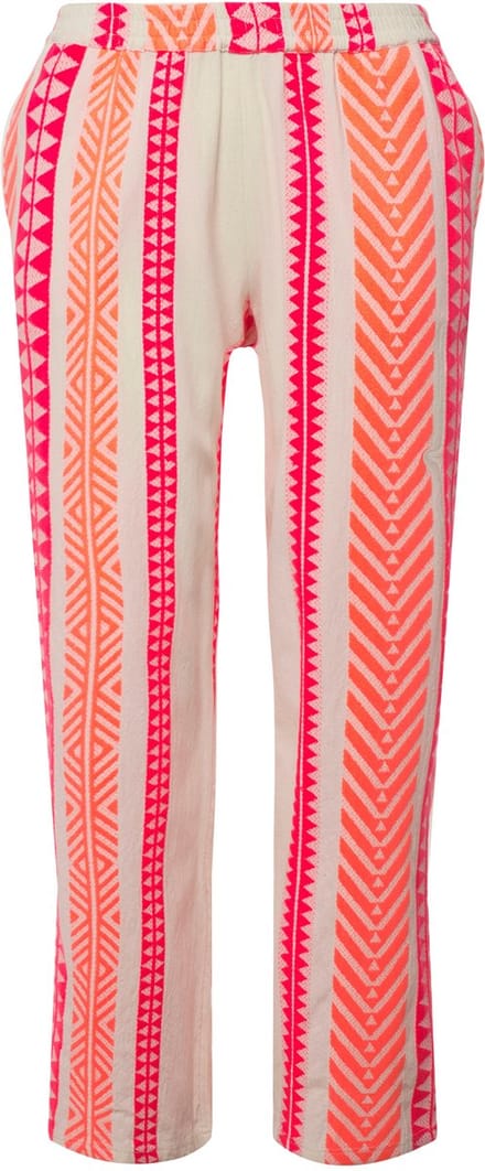 Angel of Style - Dames - Broek jacquard strepen elastische tailleband - Hibiscusrood - Maat 48