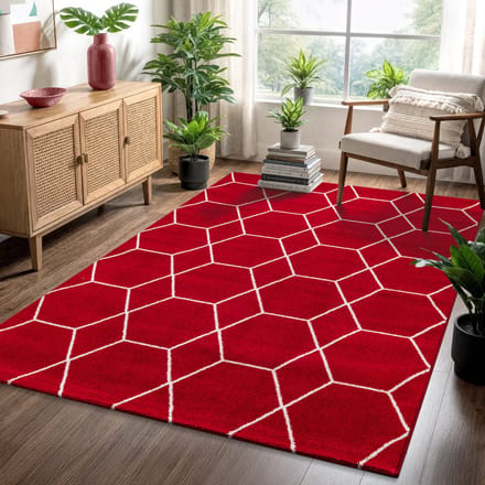 Muratap Trellis uni effen laagpolig vloerkleed modern 80x150 cm