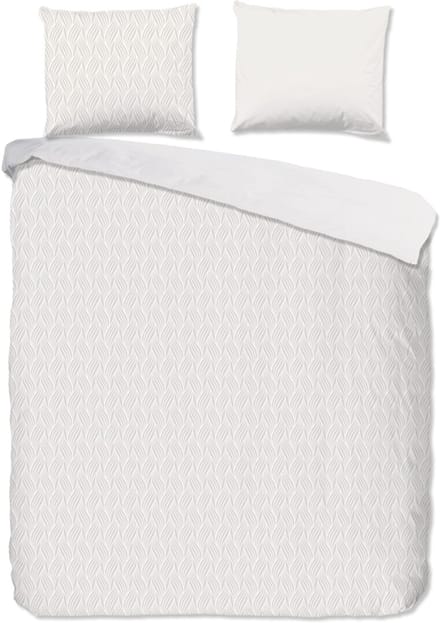Pure dekbedovertrek geometrische print - 2 persoons 200x200/220 cm - Wit Zand - Microvezel