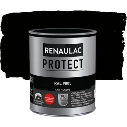 Renaulac Houtlak Protect - Hoogglans - Gitzwart Ral 9005 - 750ml