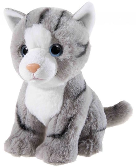 Heunec knuffel kat grijs 22cm speelgoed pluche kat.