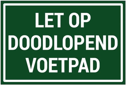 Let op doodlopend voetpad sticker | 30 x 20 cm