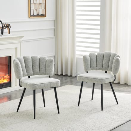 Clruro Eetkamerstoelen - 80 cm - 2 Stuks met Bloem Rugleuning - Fluweel en Metaal - Lichtgrijs