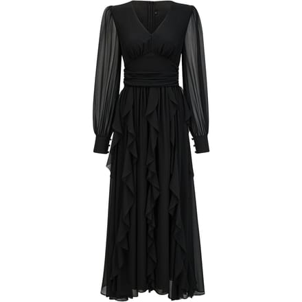 Jurk V-hals Lange Mouwen Hoge Taille Slank Jurk High-end Damesjurk L
