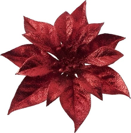 Cosy & Trendy Kerstboomversiering - bloem - op clip - rode kerstster - 18 cm