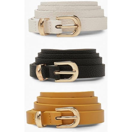 boohoo Dames 3 Pack Skinny Belt | Black