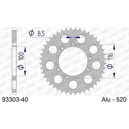 Aluminium tandwiel achter Afam 520 40 dents